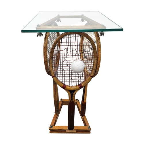 Tennis Rack Table with Glass OTG-TNSTBL
